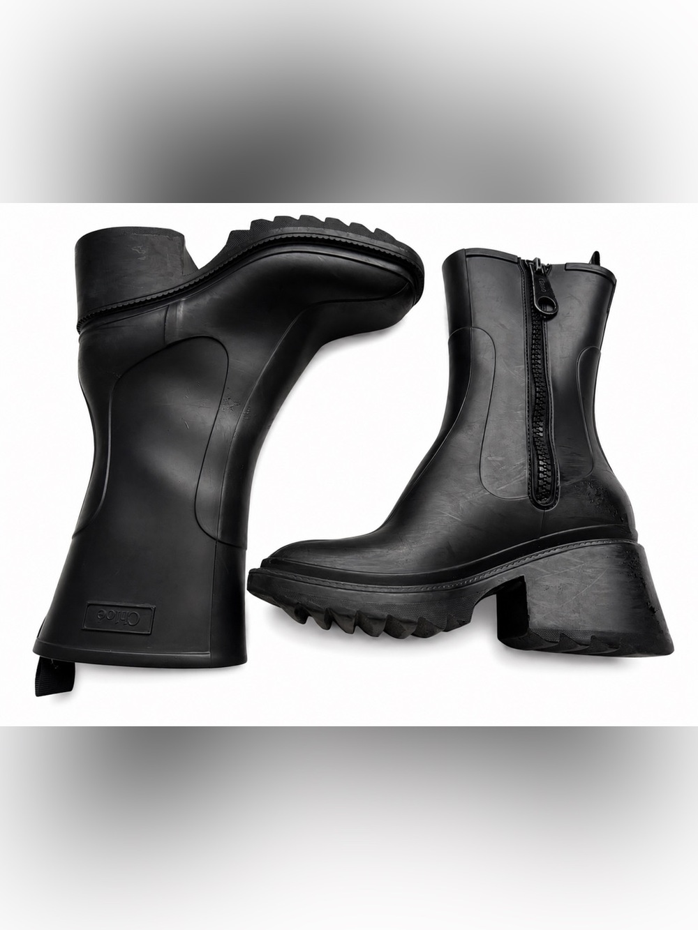 Chloé Betty PVC Short Rain Boots Black Size 36 US 6 Designer